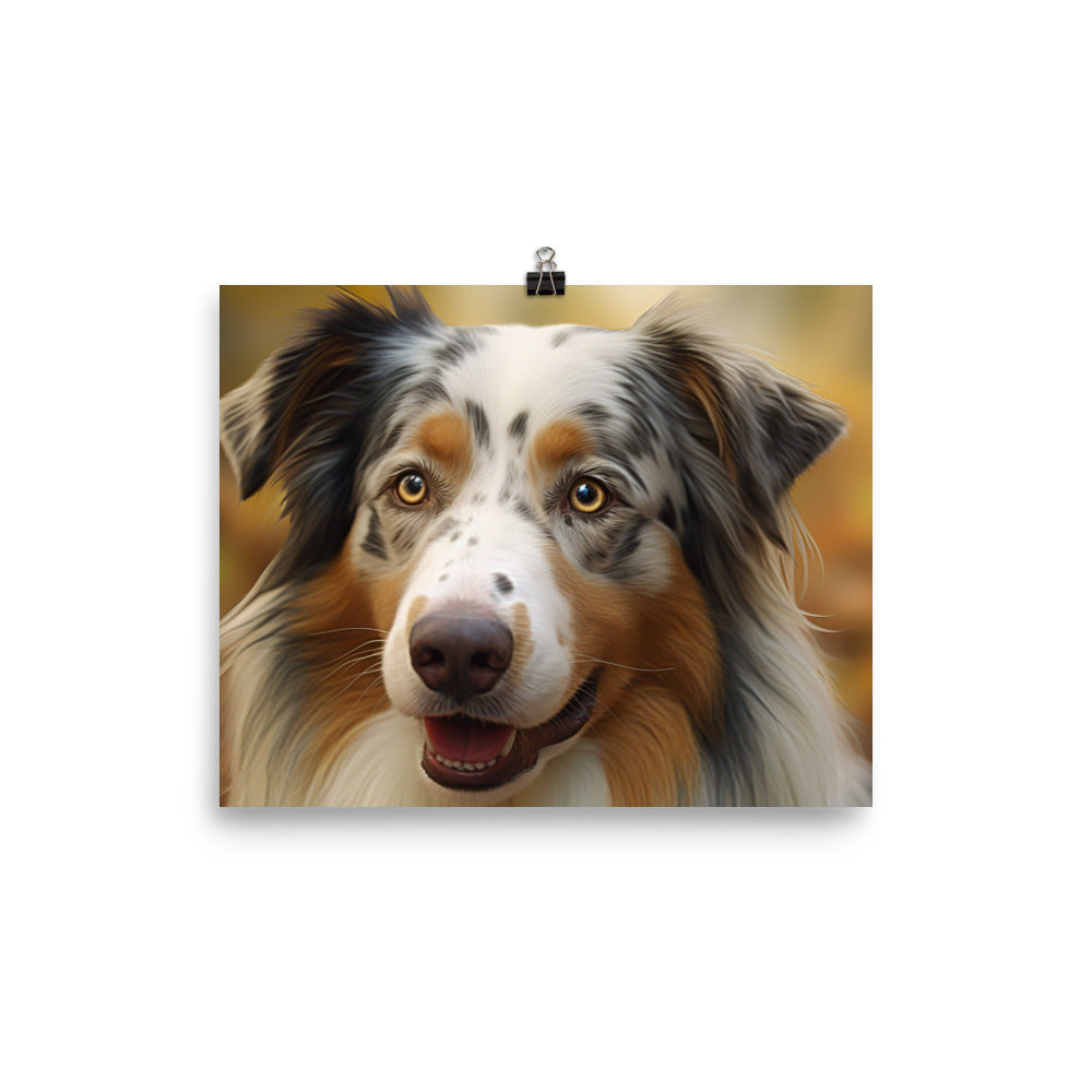 A photorealistic portrait of your Australian Shepherd photo paper poster - Posterfy.AI