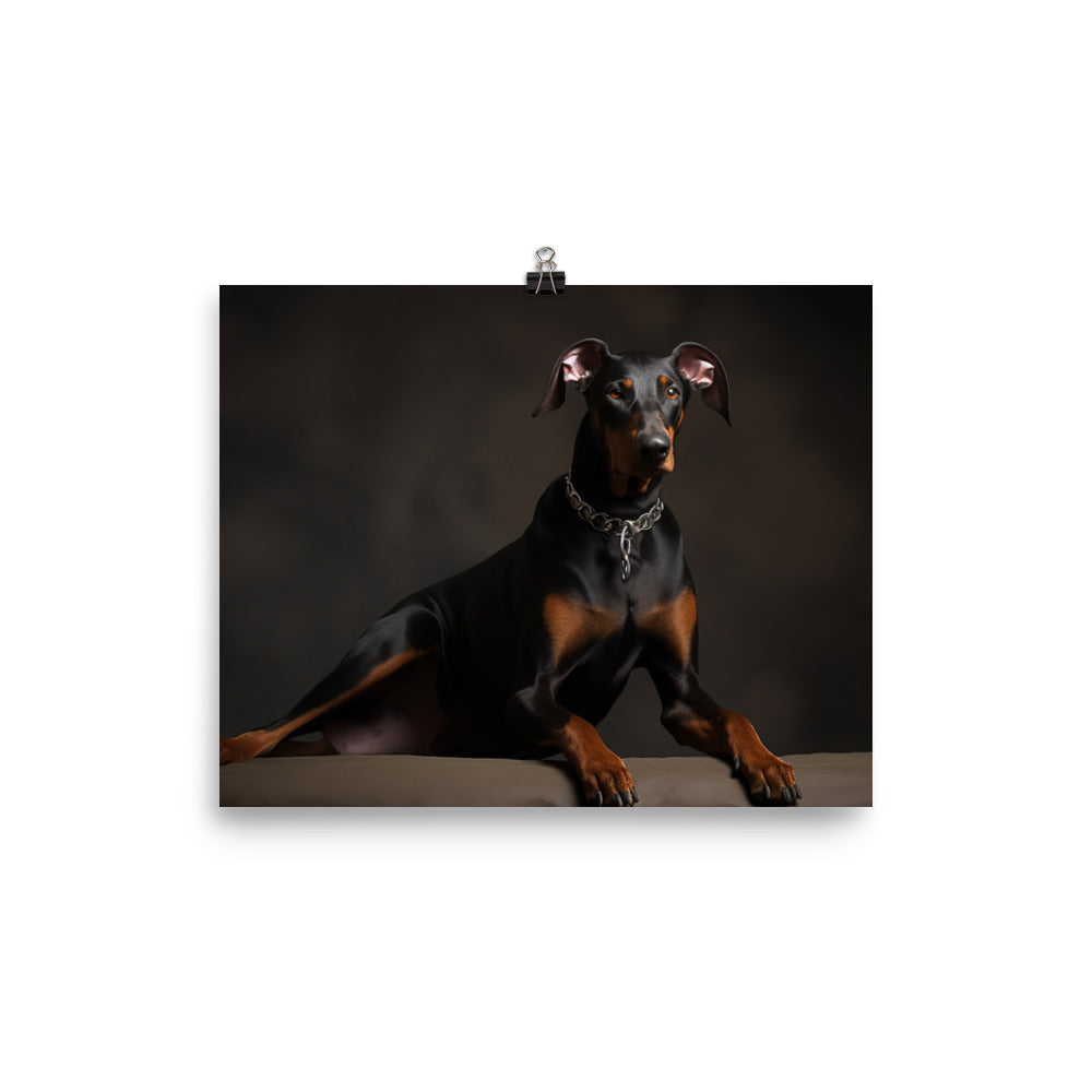 The elegant and regal posture of a Doberman Pinscher photo paper poster - Posterfy.AI