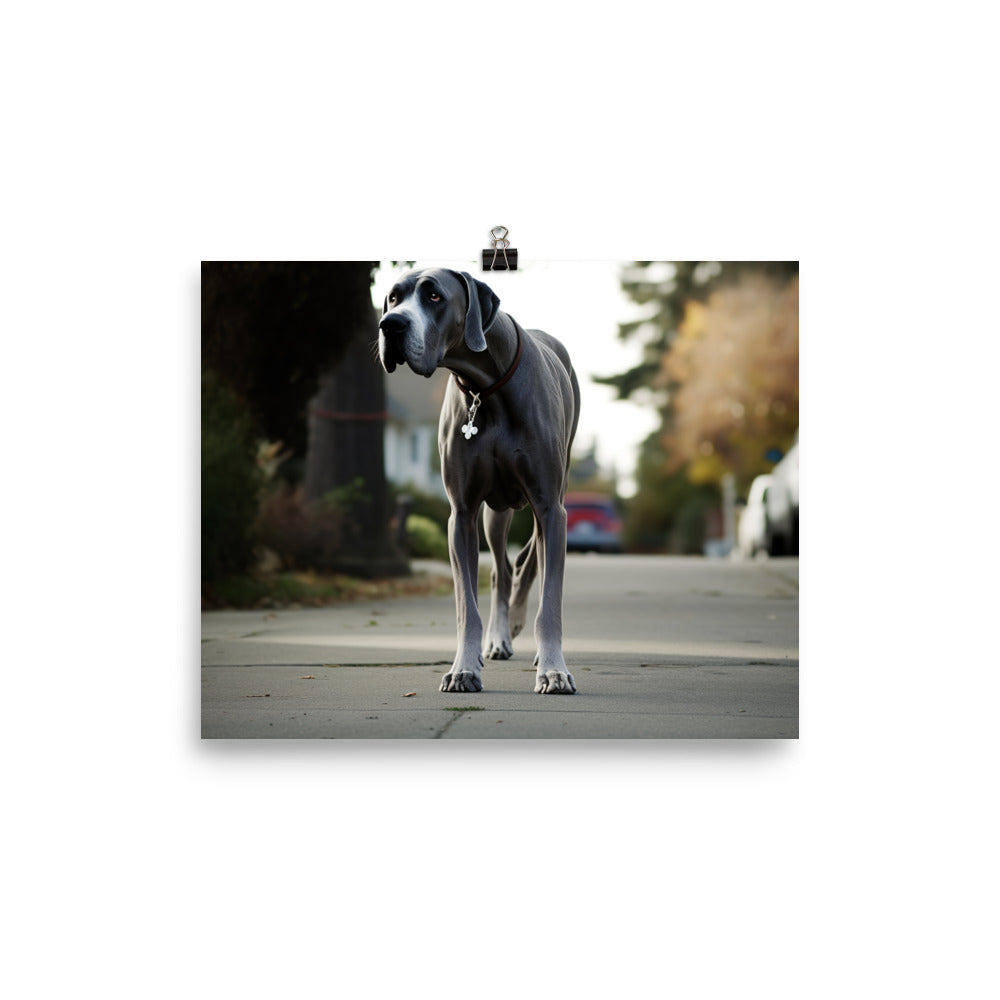 Majestic Great Dane on a Stroll photo paper poster - Posterfy.AI