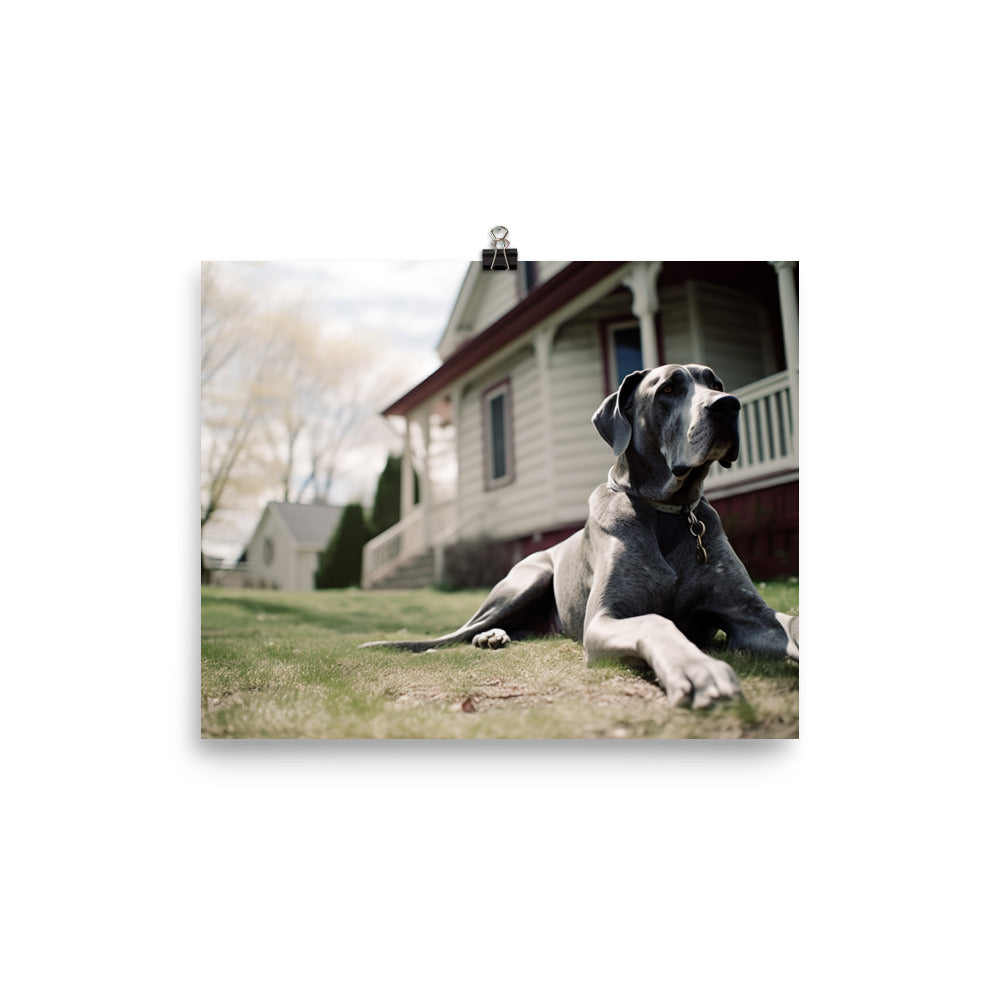 Loyal Great Dane Protecting His Home photo paper poster - Posterfy.AI