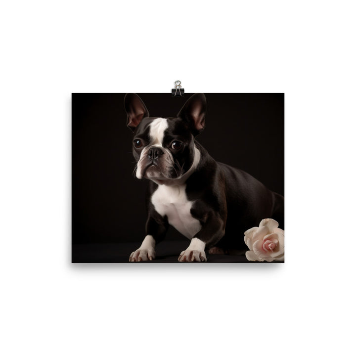 Elegant Boston Terrier Portrait photo paper poster - Posterfy.AI