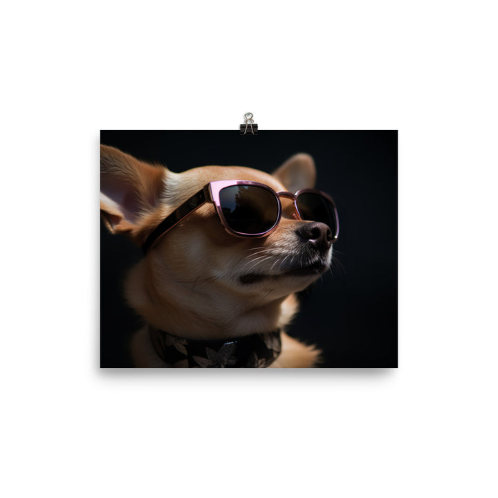 A Chihuahua wearing sunglasses photo paper poster - Posterfy.AI