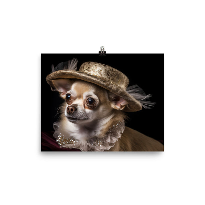 A Chihuahua posing with a boa and hat photo paper poster - Posterfy.AI