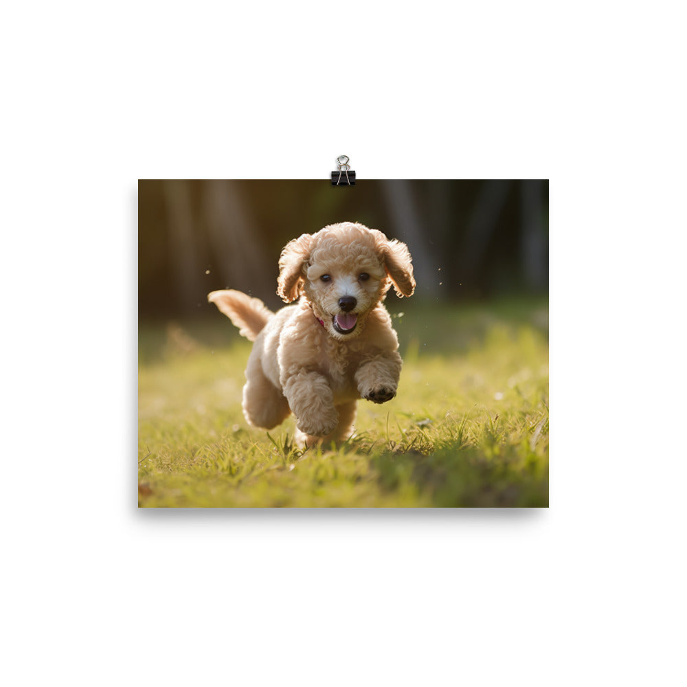 Playful Poodle Pup photo paper poster - Posterfy.AI