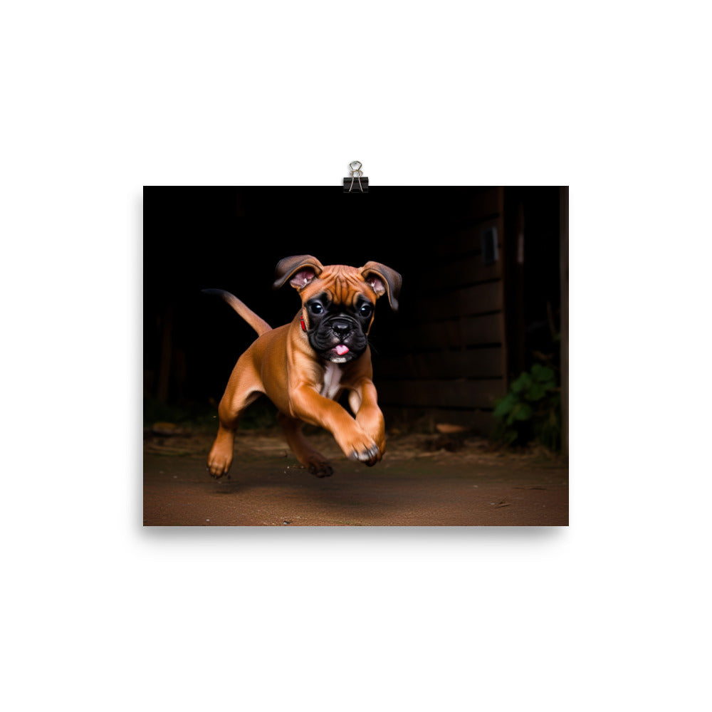 Playful Boxer Pup photo paper poster - Posterfy.AI