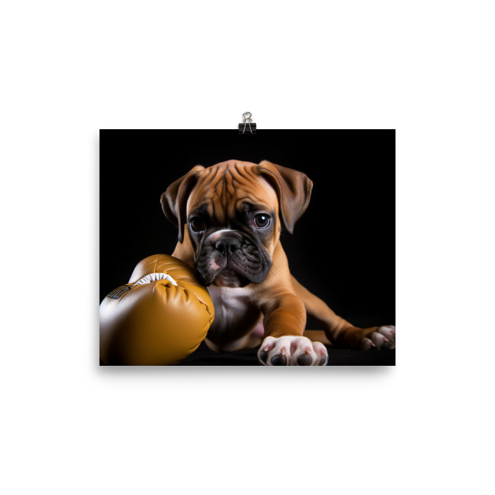 Playful Boxer Pup photo paper poster - Posterfy.AI