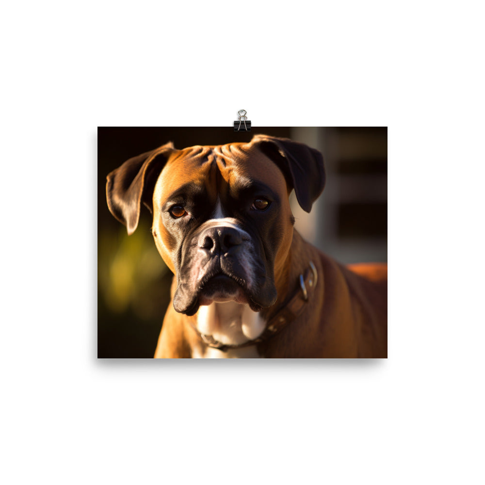 Boxer Portrait in Sunlight photo paper poster - Posterfy.AI