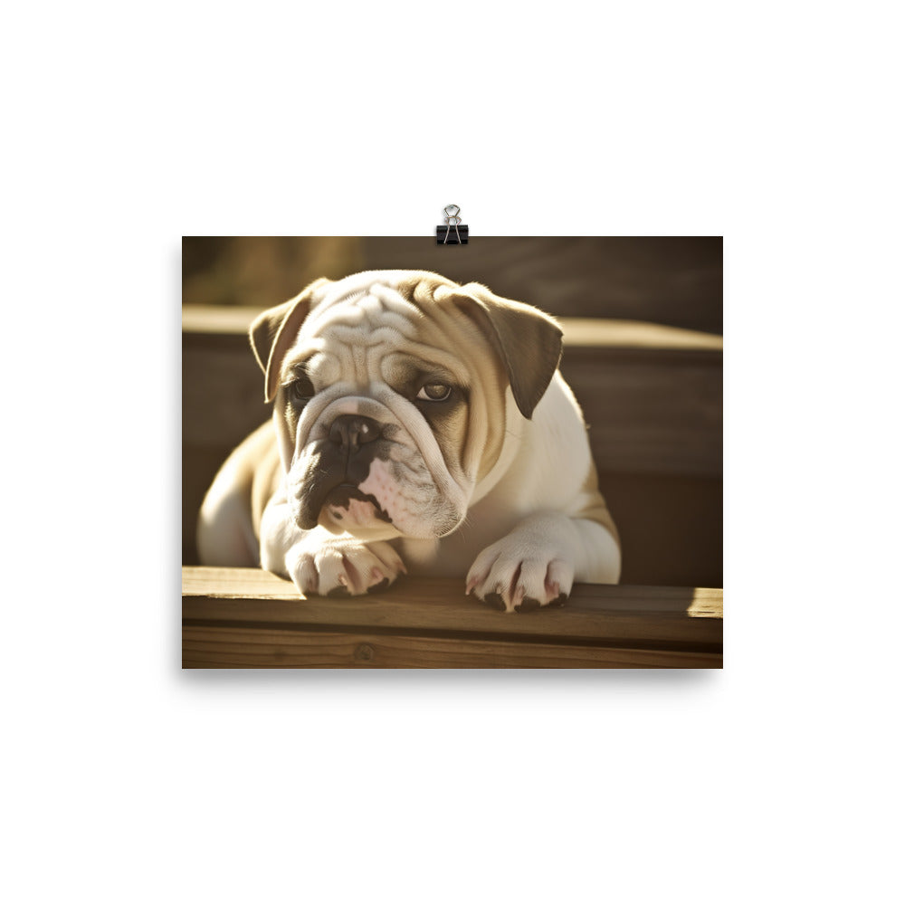 Cute Bulldog in the Sun photo paper poster - Posterfy.AI