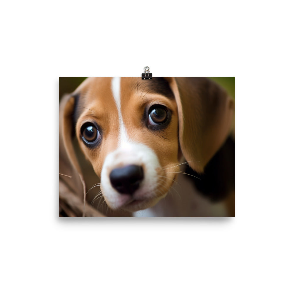 The curious eyes of a Beagle pup photo paper poster - Posterfy.AI