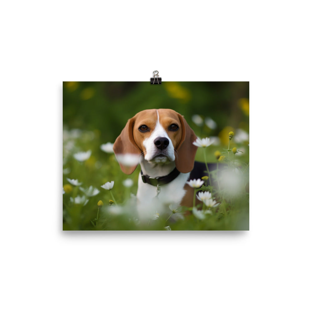 Beagle and the flowers photo paper poster - Posterfy.AI