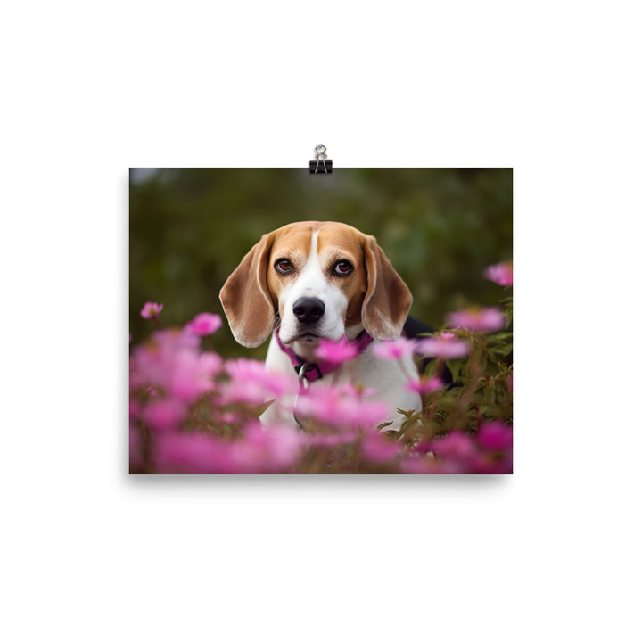 Beagle and the flowers photo paper poster - Posterfy.AI