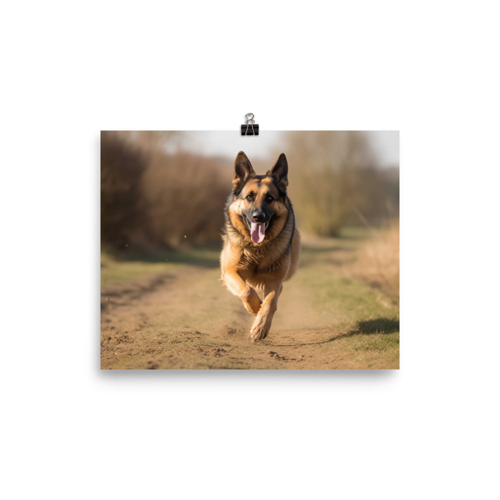 German Shepherd in motion photo paper poster - Posterfy.AI