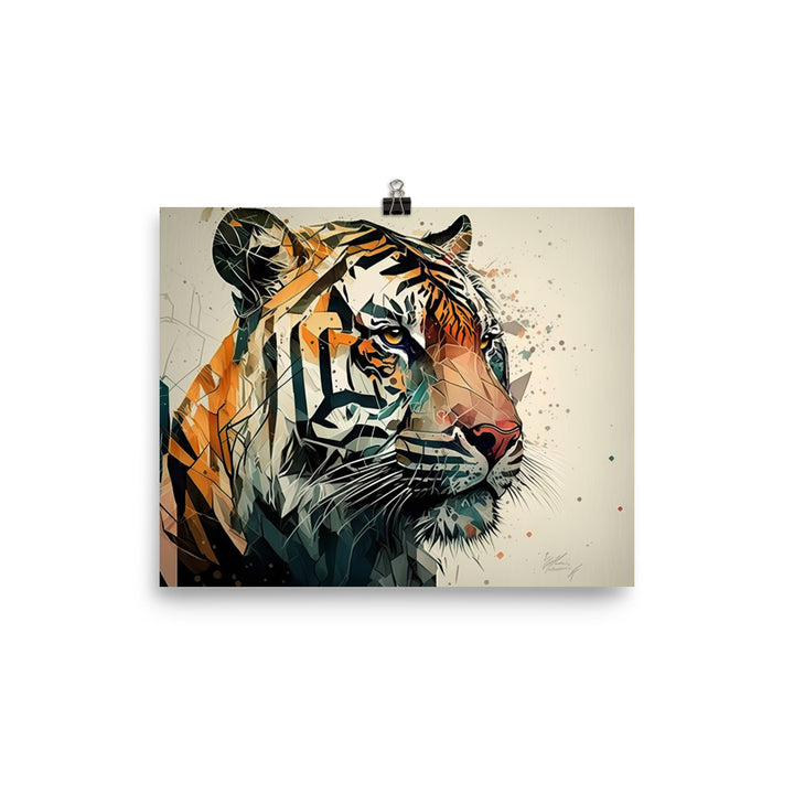 Tiger in colorful cubism style photo paper poster - Posterfy.AI