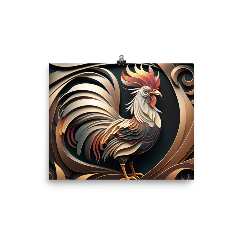 Rooster in art deco photo paper poster - Posterfy.AI