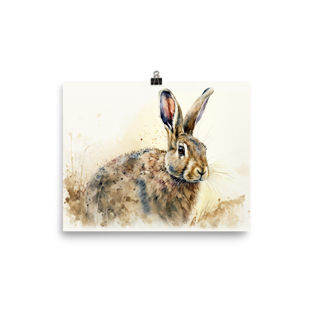 Rabbit in watercolour photo paper poster - Posterfy.AI