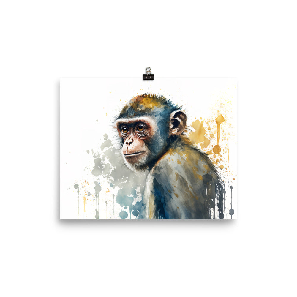 Monkey in watercolour photo paper poster - Posterfy.AI