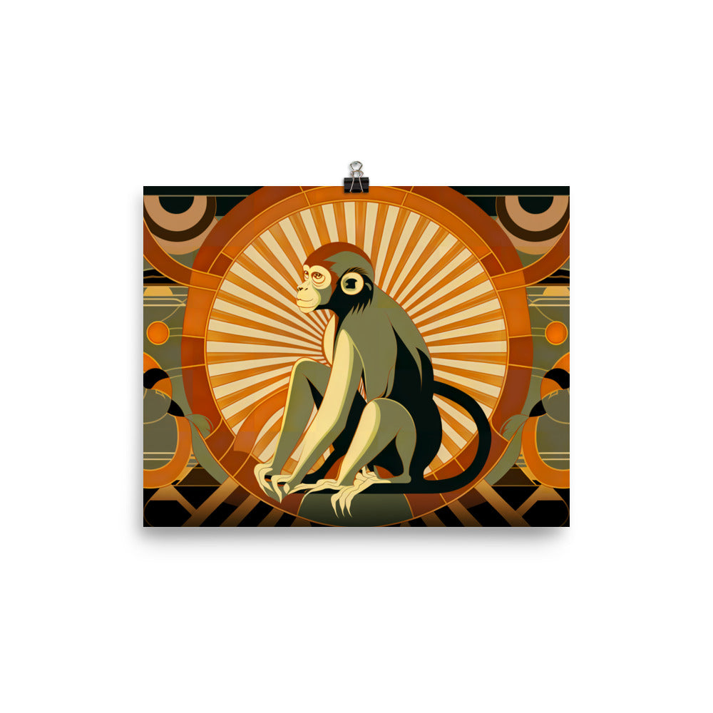 Monkey in art deco photo paper poster - Posterfy.AI