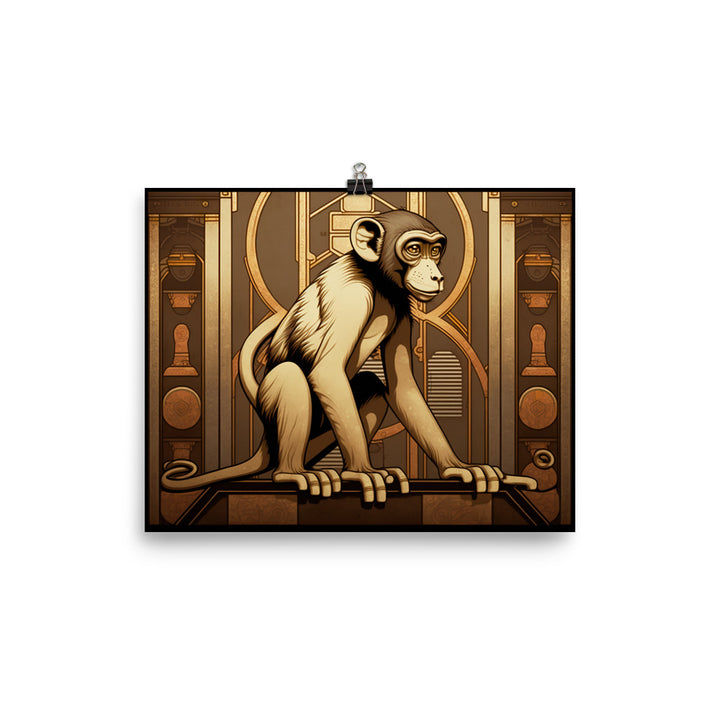 Monkey in art deco photo paper poster - Posterfy.AI