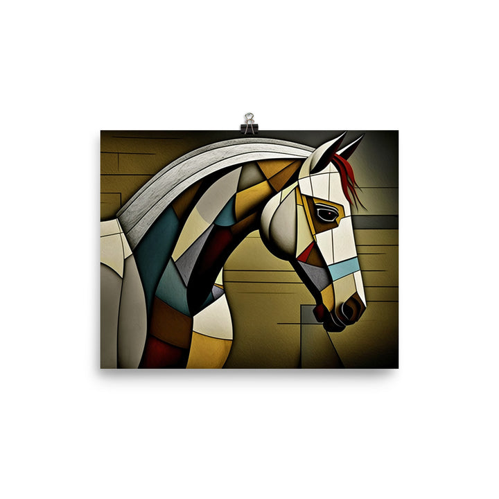 Horse in colorful cubism style photo paper poster - Posterfy.AI