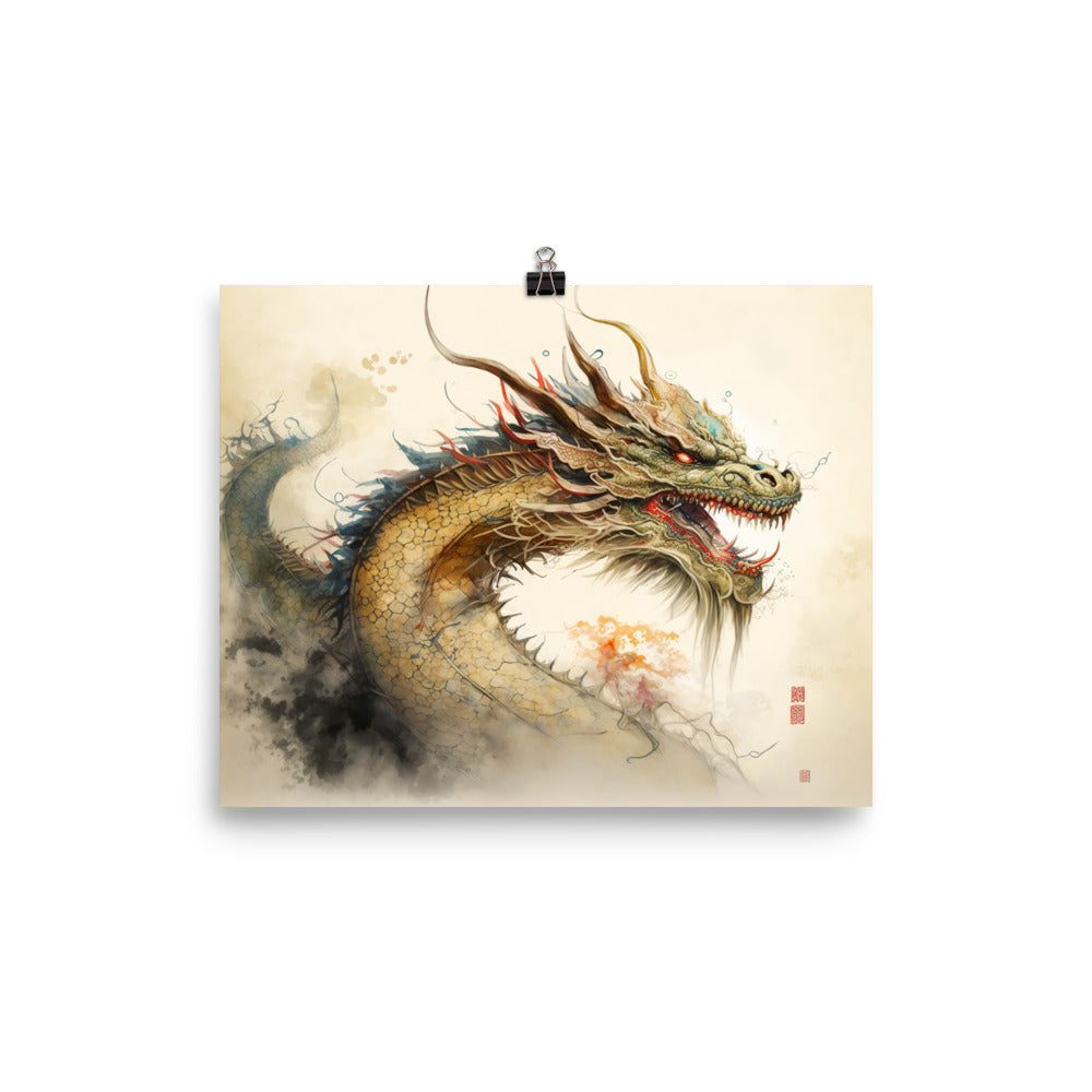 Dragon in watercolour photo paper poster - Posterfy.AI