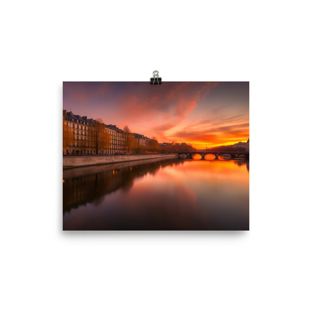 Seine River Sunset photo paper poster - Posterfy.AI