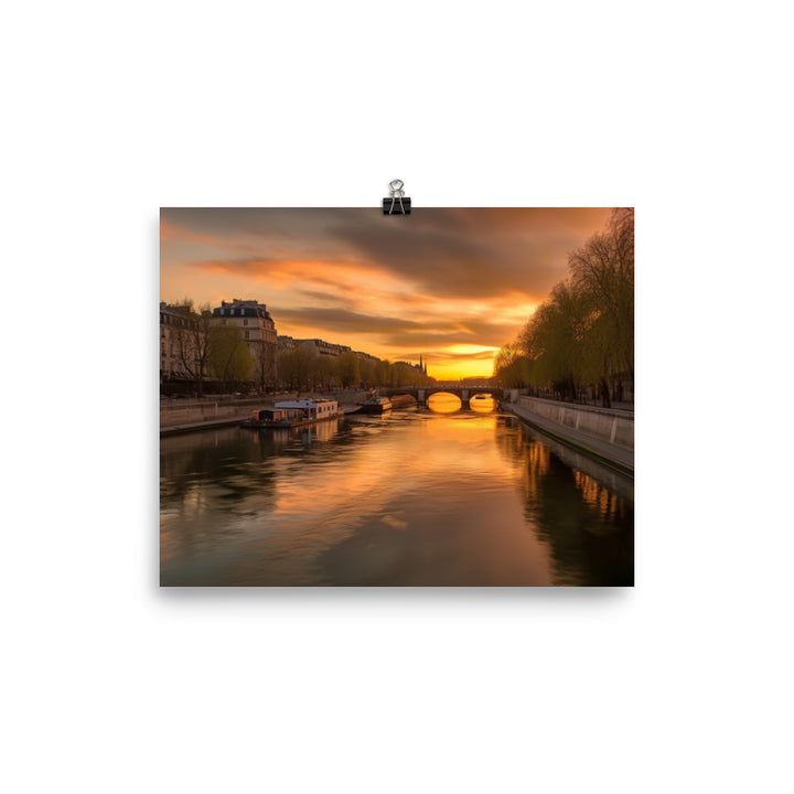 Seine River Sunset photo paper poster - Posterfy.AI