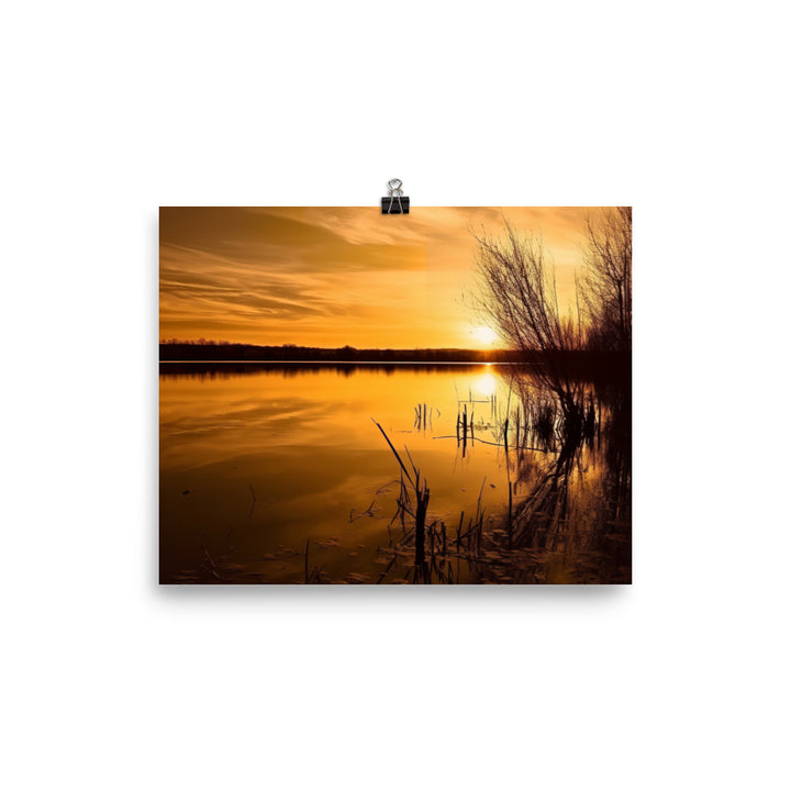 Golden Hour Reflections at the Lake photo paper poster - Posterfy.AI