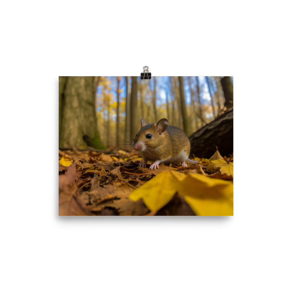 Yellow necked Mouse gathering food photo paper poster - Posterfy.AI