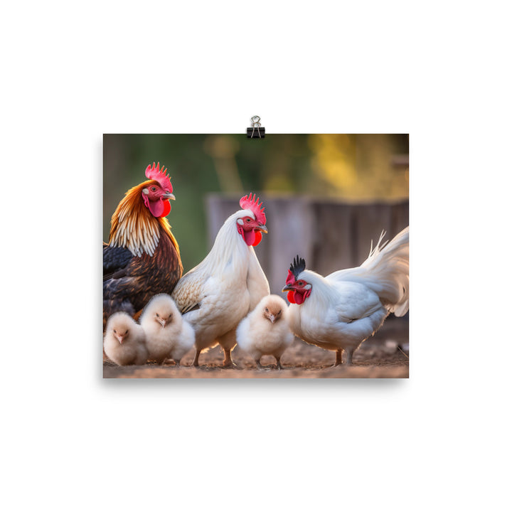 Leghorn Chicken Family Portraits photo paper poster - Posterfy.AI