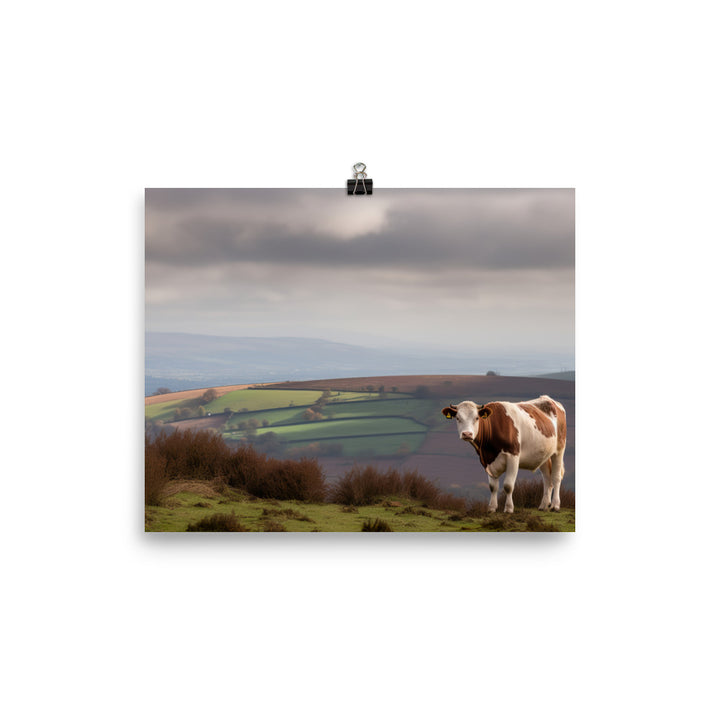 Hereford Cow gazing into the distance photo paper poster - Posterfy.AI