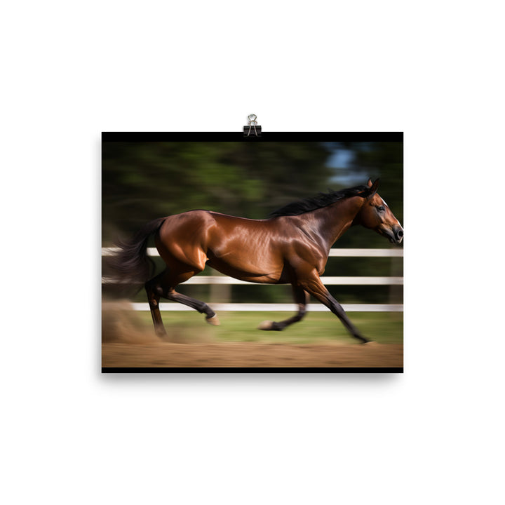 Thoroughbred horse in motion photo paper poster - Posterfy.AI