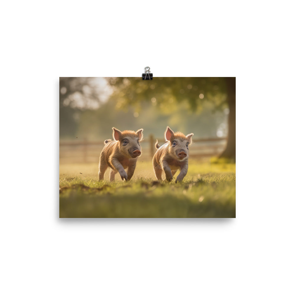 The Playful Spirit of Hampshire Pigs photo paper poster - Posterfy.AI