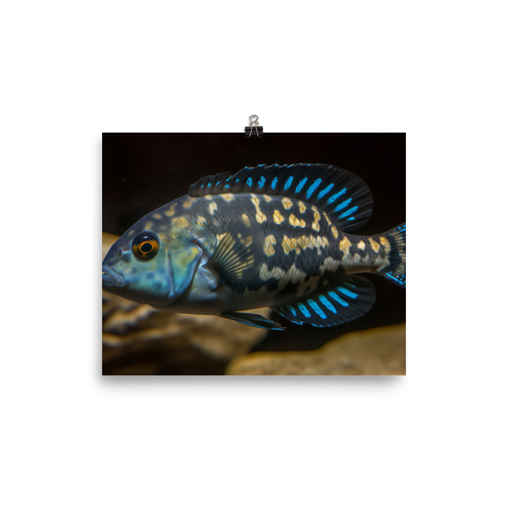 Magnificent African Cichlid with Unique Spotted Pattern photo paper poster - Posterfy.AI