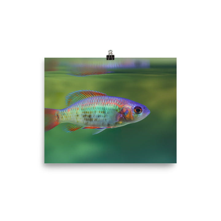 Graceful Rainbow Fish Swimming photo paper poster - Posterfy.AI