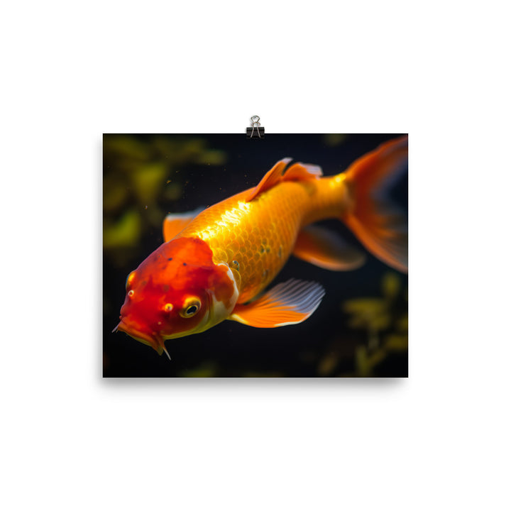 Vibrant Orange Koi in Colorful Aquarium Photo paper poster - Posterfy.AI