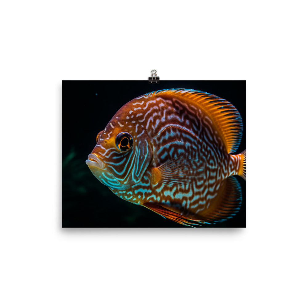 Majestic Discus Fish in Crystal Clear Waters Photo paper poster - Posterfy.AI