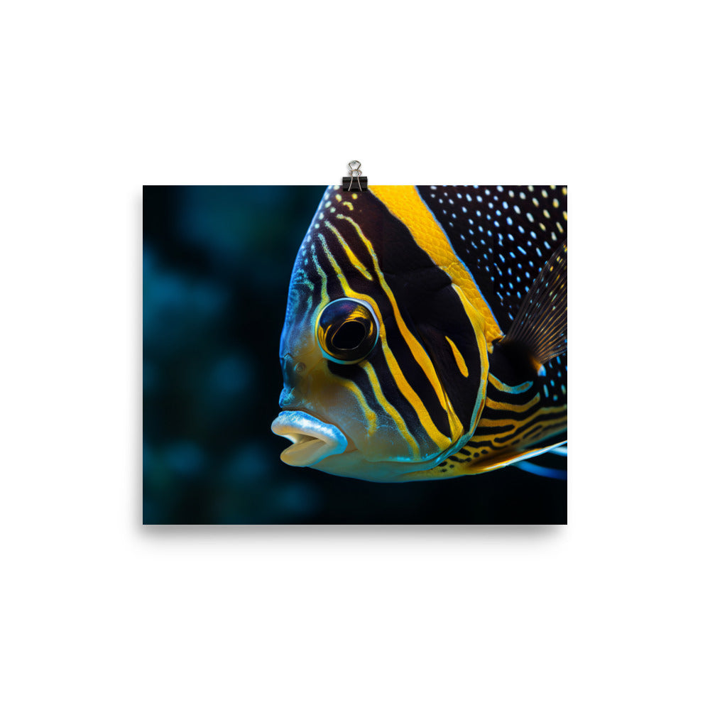 A Close-Up of a Striking Angelfish Photo paper poster - Posterfy.AI