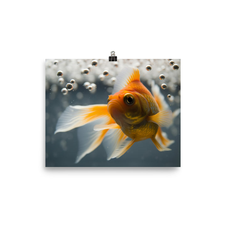 Gorgeous Goldfish in a Glass Tank Photo paper poster - Posterfy.AI