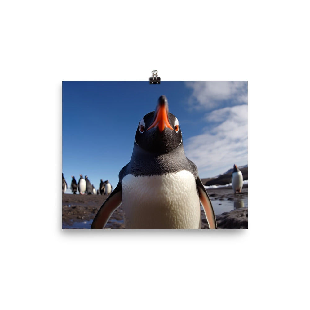 Curious Gentoo Penguin Photo paper poster - Posterfy.AI