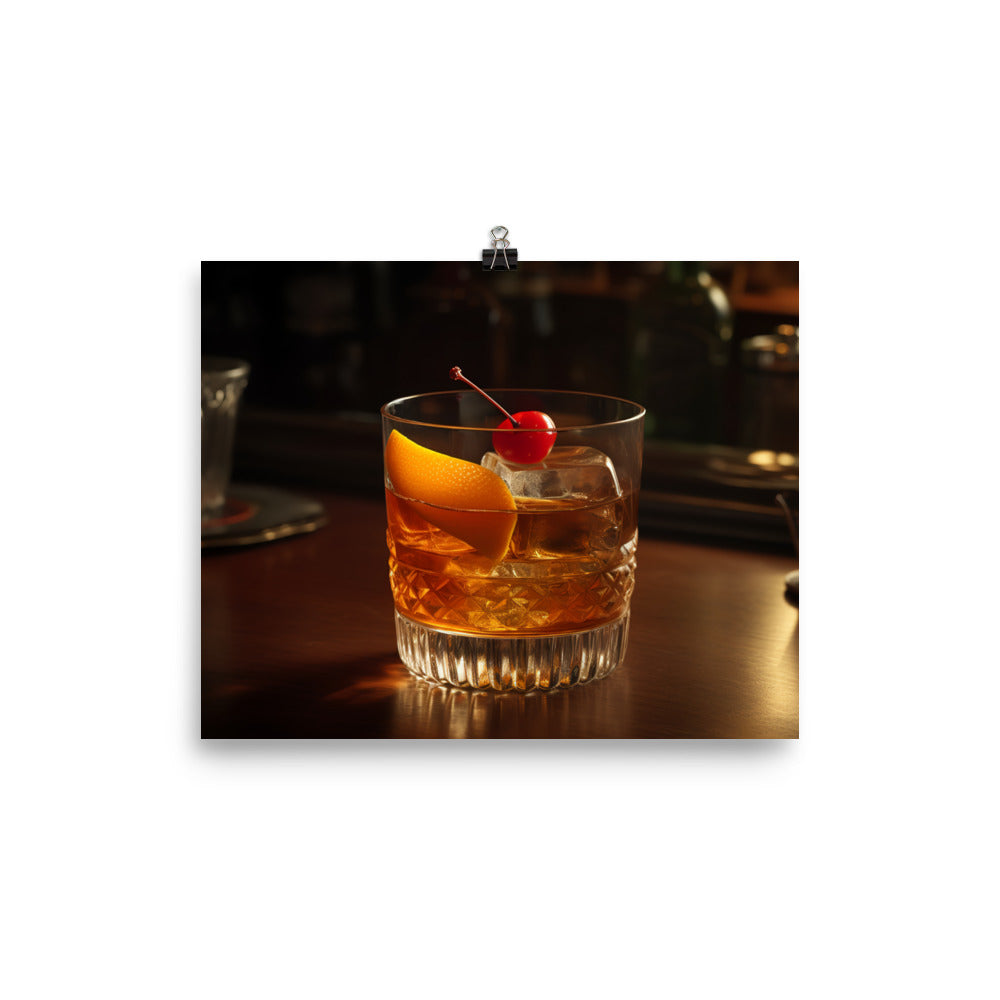 Classic Old Fashioned cocktail photo paper poster - Posterfy.AI