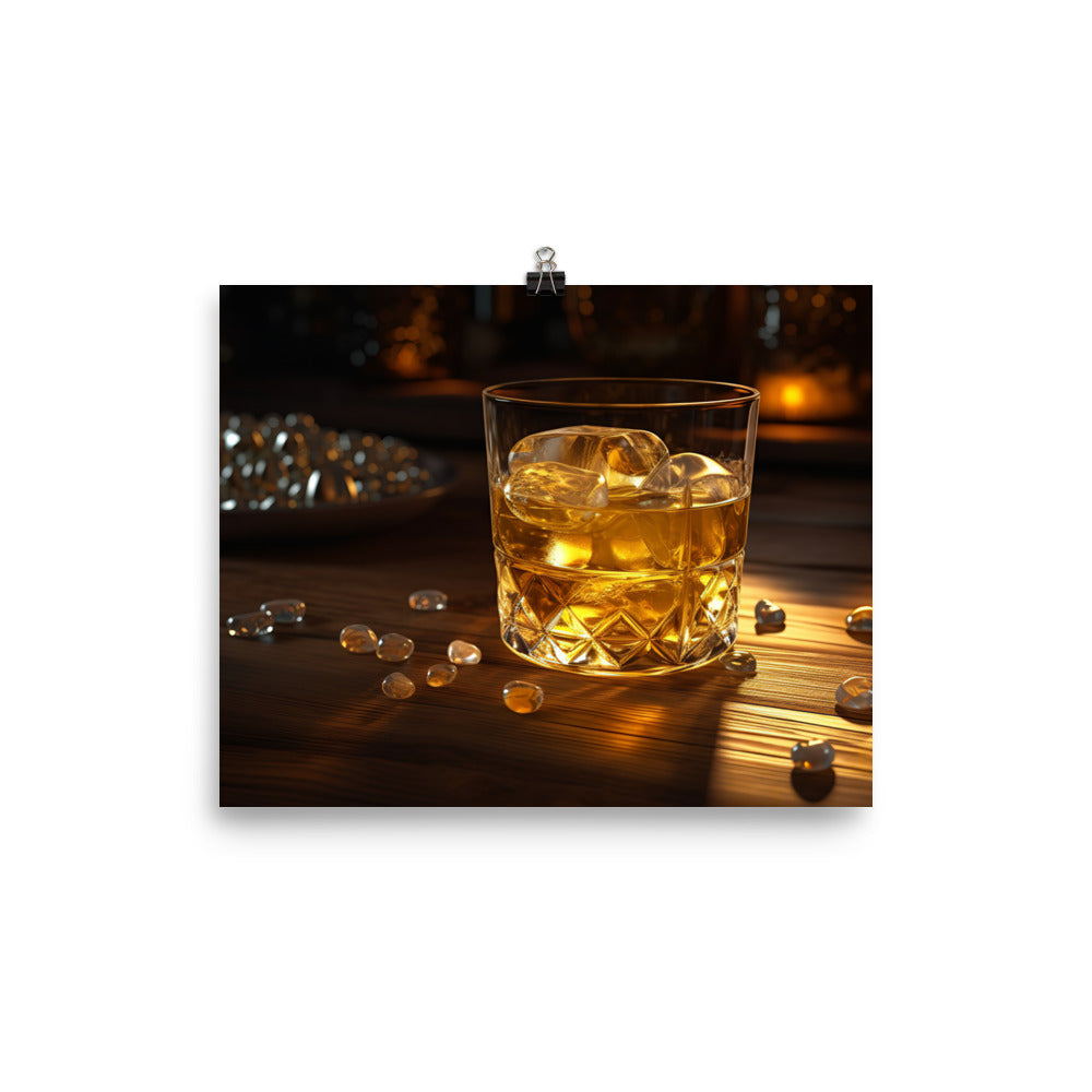 Golden Rum on the Rocks photo paper poster - Posterfy.AI