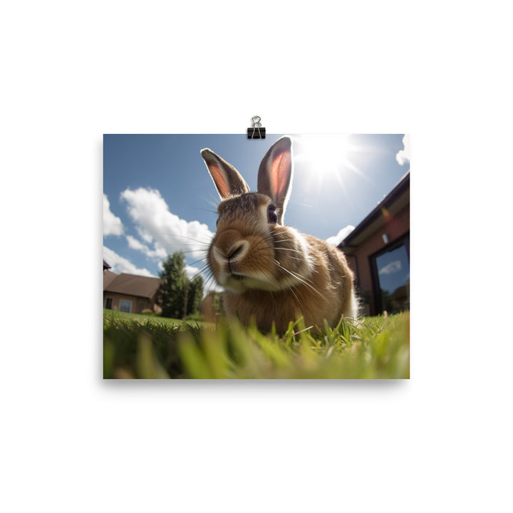 Flemish Giant Rabbit Outdoors photo paper poster - Posterfy.AI