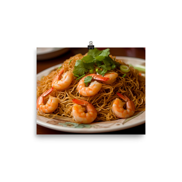 Shrimp Chow Mein 鮮蝦炒麵 photo paper poster - Posterfy.AI
