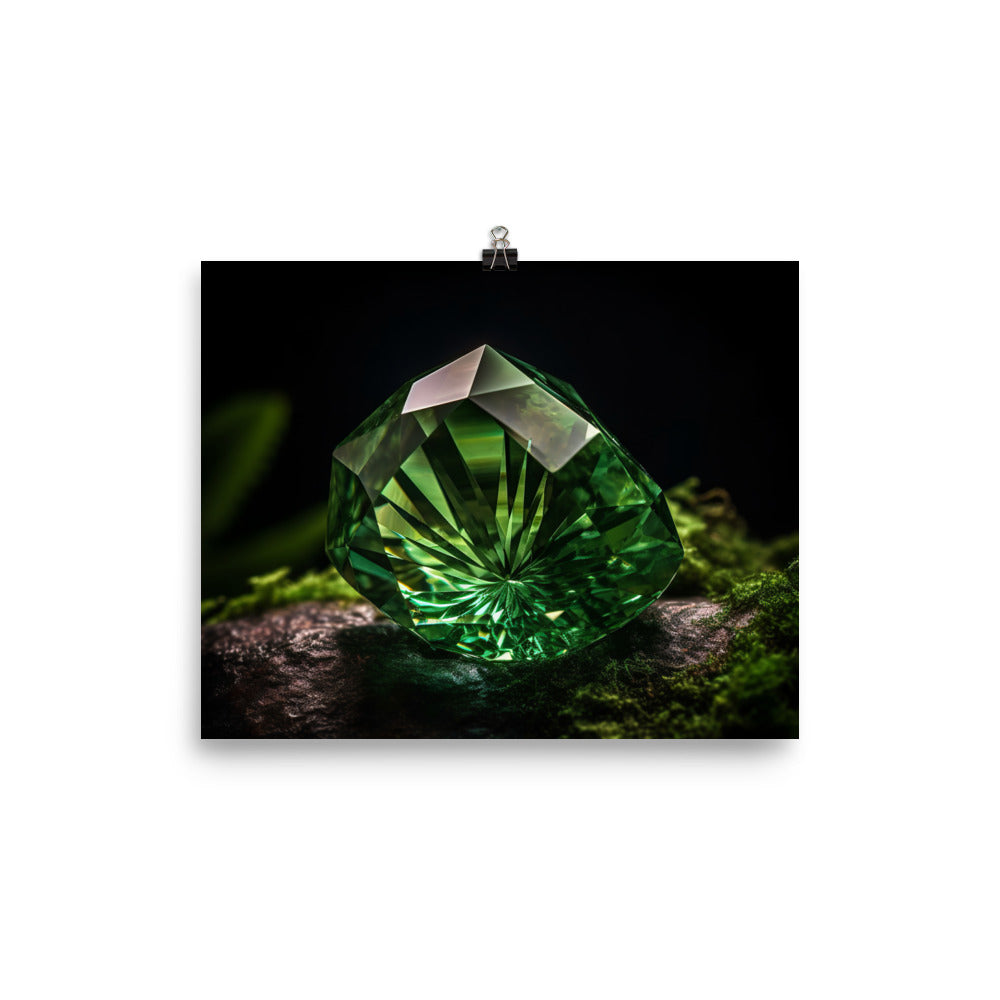 Green diamond with a deep forest photo paper poster - Posterfy.AI